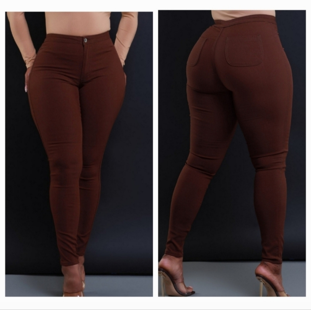 New Super Swank High Waist Stretchy Jeans XL/1X Chocolate